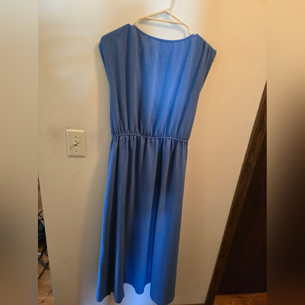 Elegant Cornflower Blue Midi Dress Size L - Picture 2 of 9